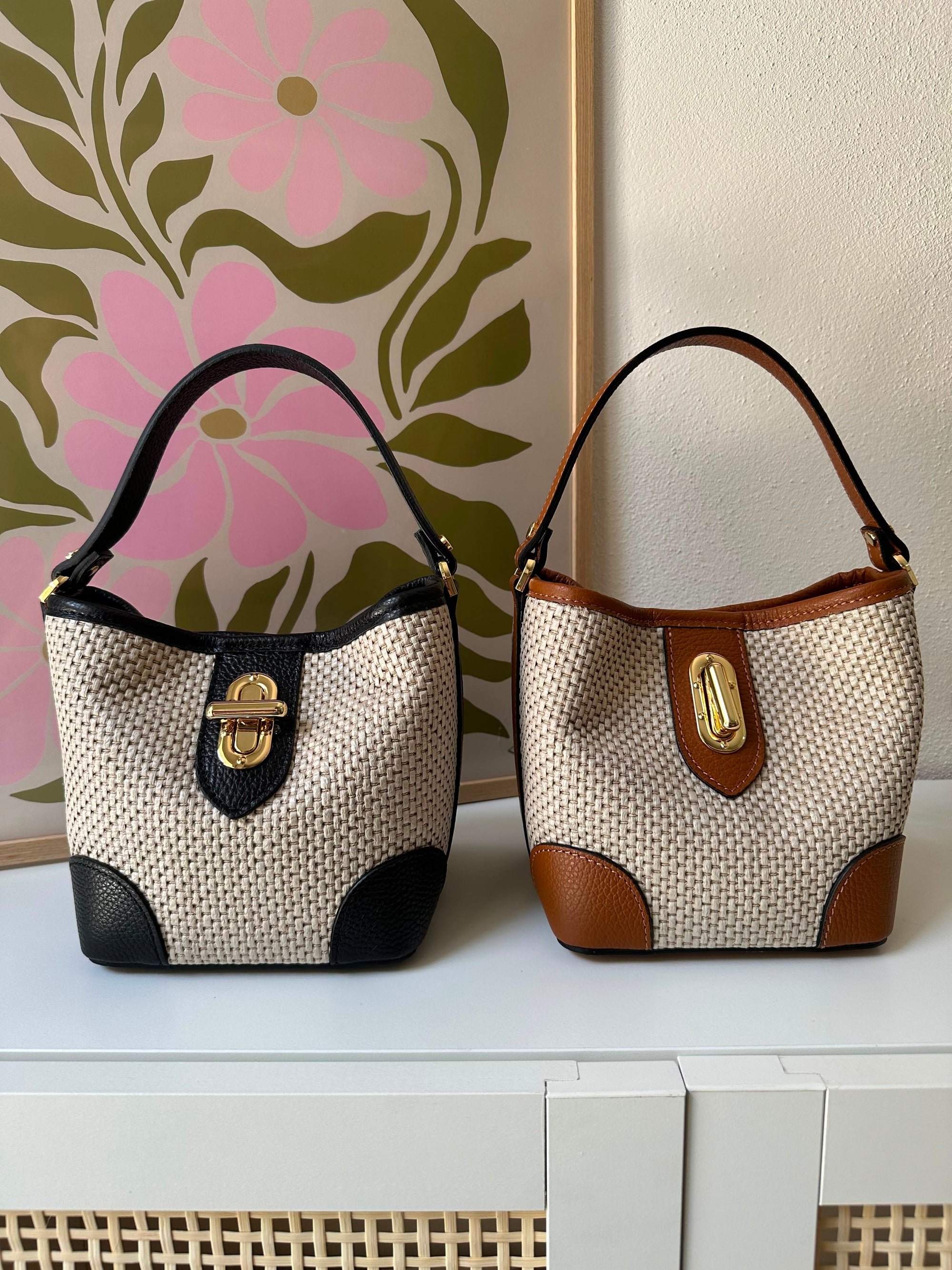 Raffia e pelle