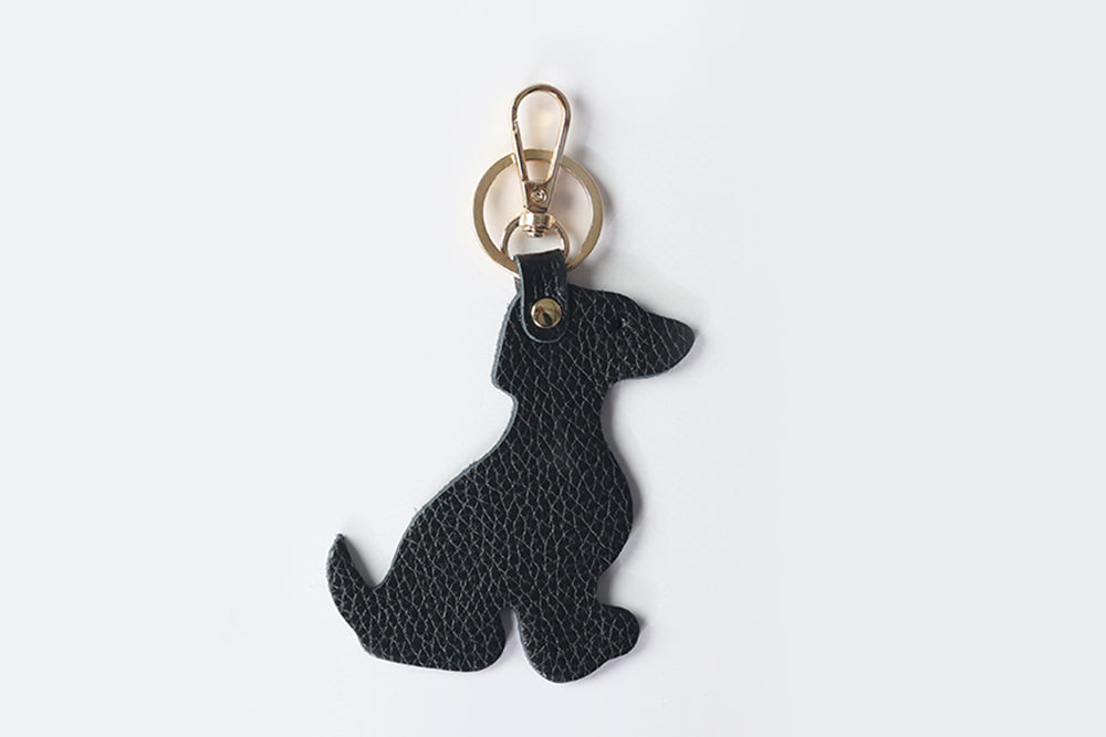 Portachiavi Charm in Pelle Dollaro a Forma di Cane